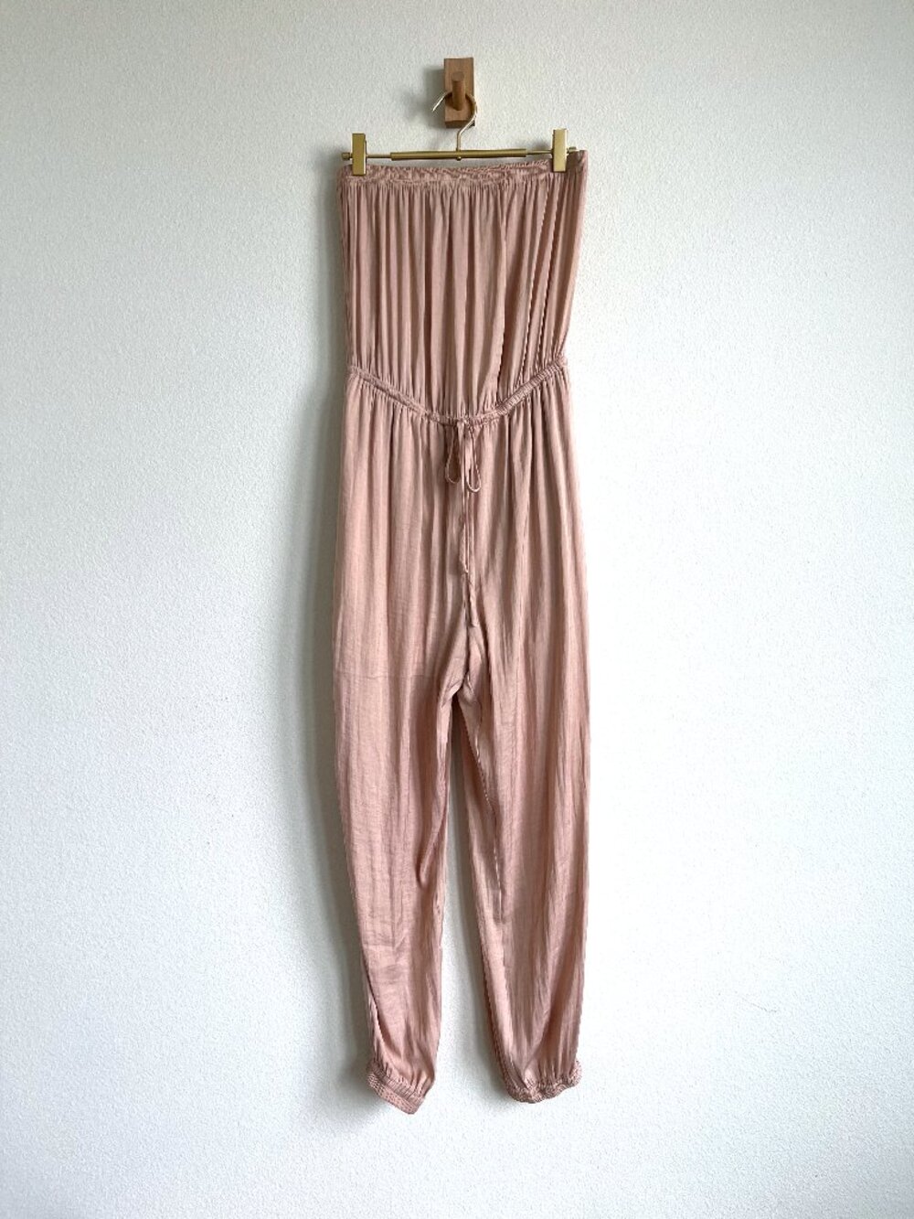 Naked Zebra Blush Pink Tube Jumpsuit - Strapless Jogger Style - Size S